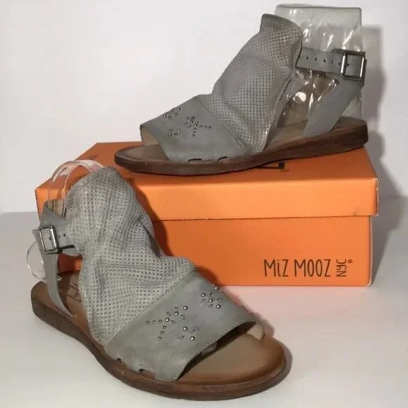 Miz Mooz Fifi Leather Wide Width Ankle-Strap Sandals - Picture 1 of 5